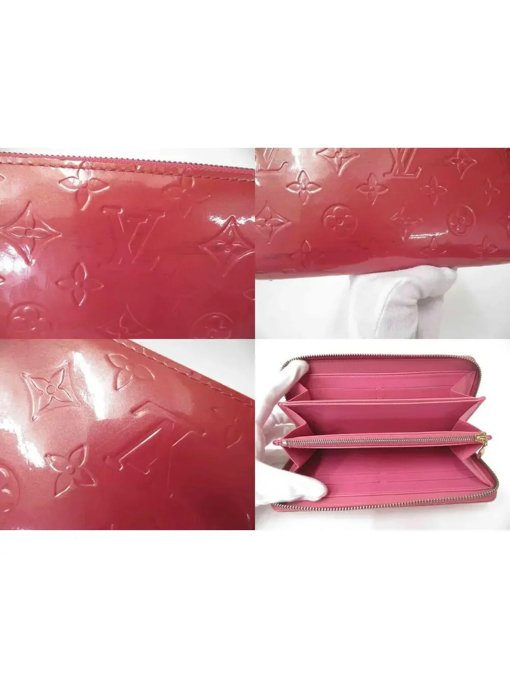 $970 Louis Vuitton Vernis Zippy Wallet Rose Litchi - Picture 5 of 15